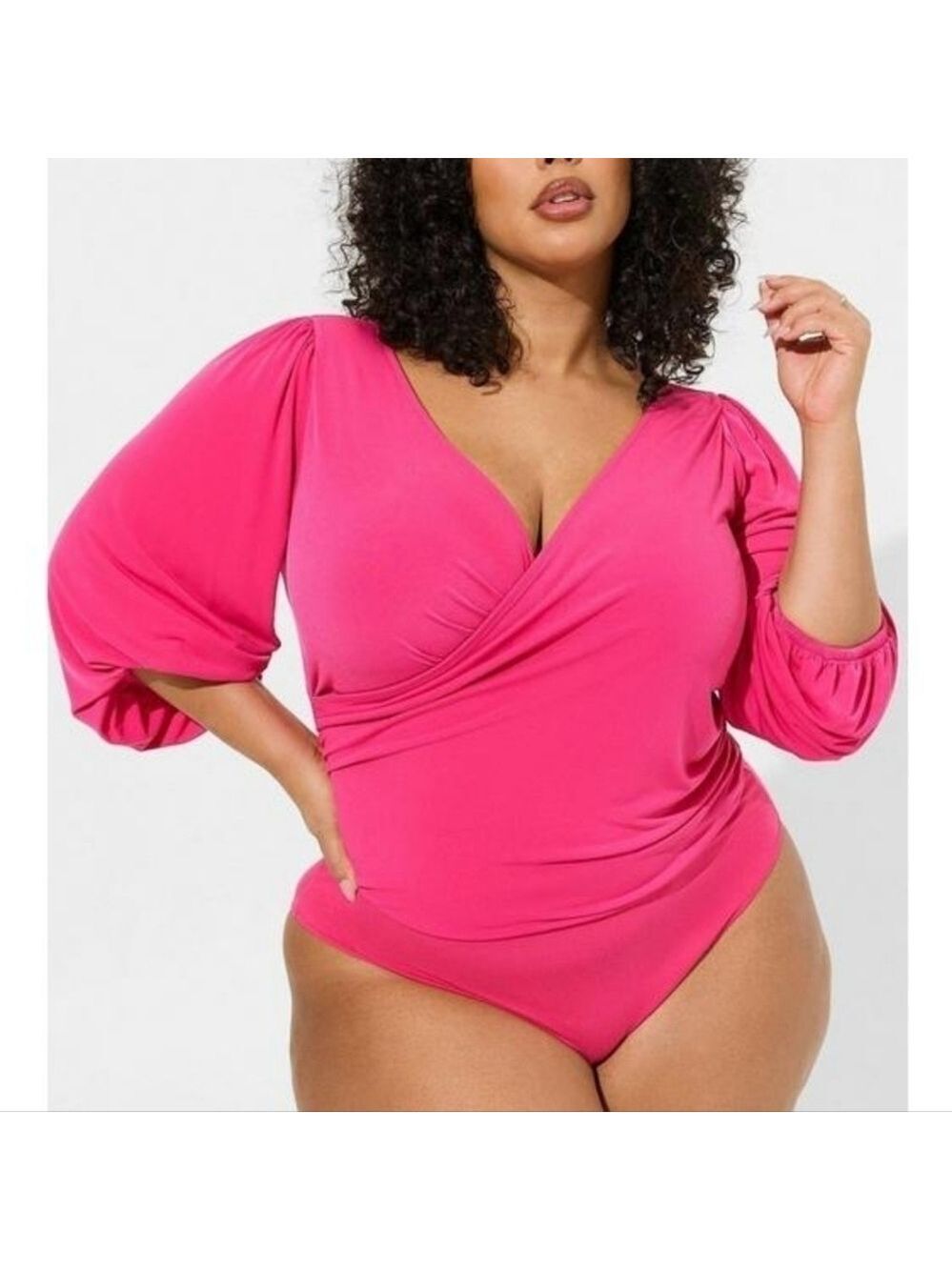 5X • Torrid • Studio Knit Surplice Long Sleeve Bodysuit